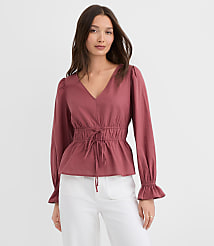 Tie Waist V-Neck Blouse carousel Product Image 3
