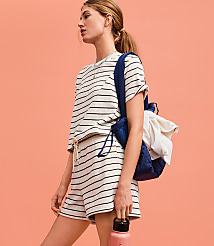 Petite Lou & Grey Striped Jacquard Rounded Hem Shorts carousel Product Image 4