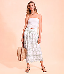 Petite Scalloped Eyelet Poplin Midi Skirt carousel Product Image 4
