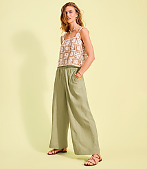 Breezy Wide Leg Crop Pants in Linen Cotton carousel Product Image 3