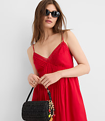 Petite Strappy Lace Trim Pintucked Midi Pocket Dress carousel Product Image 3