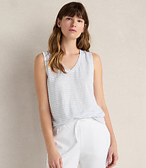 Haven Well Within Linen Stripe V-Neck Top carousel Product Image 1