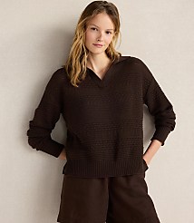 Haven Well Within Cotton Mixed Stitch Johnny Collar Sweater carousel Product Image 1