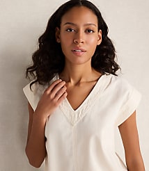 Haven Well Within Cotton Ecru Denim V-Neck Belted Top carousel Product Image 2