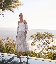 Haven Well Within Organic Cotton Poplin Stripe Drop Waist Skirt carousel Product Image 5