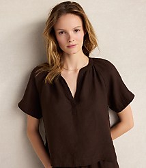 Haven Well Within Linen Gathered V-Neck Top carousel Product Image 1