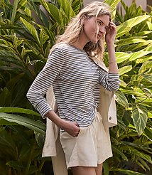 Haven Well Within Cotton Ecru Denim Shorts carousel Product Image 5