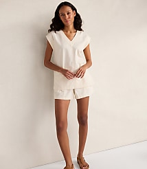 Haven Well Within Cotton Ecru Denim Shorts carousel Product Image 2
