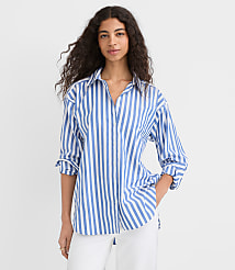 Petite Striped Poplin Everyday Oversized Pocket Shirt carousel Product Image 1