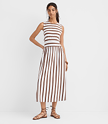Petite Striped Cutout Back Midi Dress carousel Product Image 3