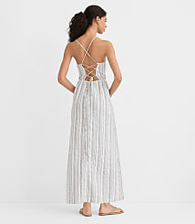 LOFT Beach Striped Seersucker Crisscross Back Maxi Dress carousel Product Image 2