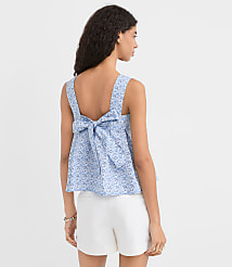 Mosaic Poplin Tie Back Pleated Tank Top carousel Product Image 3