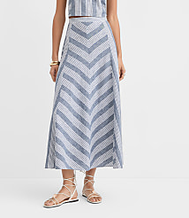 Chevron Linen Blend Midi Skirt carousel Product Image 2
