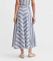 Chevron Linen Blend Midi Skirt carousel Product Image 3