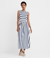 Petite Striped Cutout Back Midi Dress carousel Product Image 1