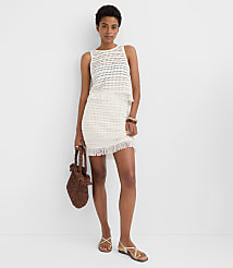 Petite LOFT Beach Stitchy Fringe Sweater Skirt carousel Product Image 1