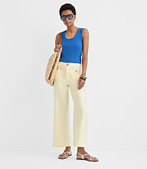 Petite Palmer Wide Leg Crop Pants in Cotton Linen carousel Product Image 1