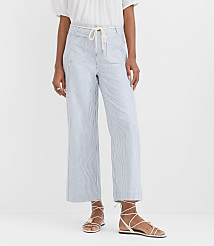 Belted Palmer Wide Leg Crop Pants in Striped Twill carousel Product Image 3