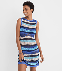 LOFT Beach Striped Tie Back Mini Swimsuit Coverup Dress carousel Product Image 1