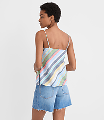 Striped Linen Cotton Square Neck Cami carousel Product Image 2