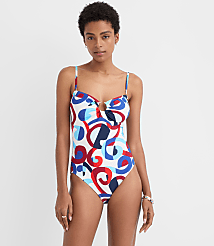 LOFT Beach Swirl Open Ring Bandeau One Piece Swimsuit carousel Product Image 1