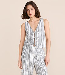 Petite Lou & Grey Striped Linen Cotton Tie Vest carousel Product Image 1