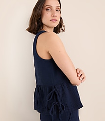 Lou & Grey Triple Cloth Side Tie Peplum Top carousel Product Image 2