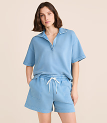 Lou & Grey Denim Washed Terrysoft Polo Top carousel Product Image 2