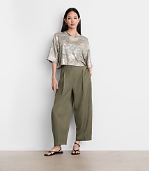 Petite LOFT Versa Metallic Cropped Relaxed Tee carousel Product Image 1