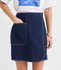 Petite Topstitched Mini Wrap Pocket Skirt carousel Product Image 2