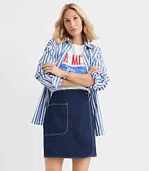 Petite Topstitched Mini Wrap Pocket Skirt carousel Product Image 1