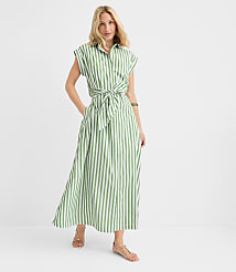 Tall Striped Poplin Cutout Back Midi Pocket Dress carousel Product Image 2