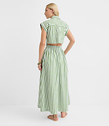 Striped Poplin Cutout Back Midi Pocket Dress carousel Product Image 3