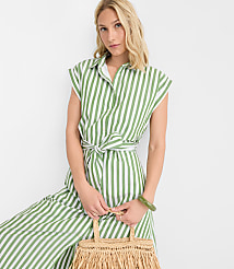 Striped Poplin Cutout Back Midi Pocket Dress carousel Product Image 4