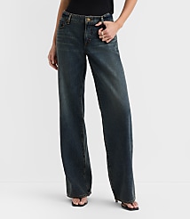 Rivete Low Rise Wide Leg Jeans in Lune Wash carousel Product Image 2