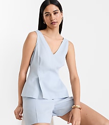 LOFT Versa Pure Spun Double V Peplum Top carousel Product Image 1