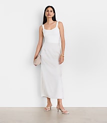 LOFT Versa Satin Column Midi Skirt carousel Product Image 1