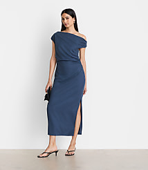 LOFT Versa Pure Spun Off The Shoulder Midi Dress carousel Product Image 1