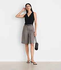 LOFT Versa Luxe Lyocell Wide Leg Bermuda Shorts carousel Product Image 1