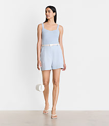 Petite LOFT Versa Pure Spun Pleated Shorts carousel Product Image 1