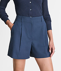 Petite LOFT Versa Pure Spun Pleated Shorts carousel Product Image 3
