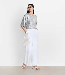 Petite LOFT Versa Metallic Cropped Relaxed Tee carousel Product Image 1