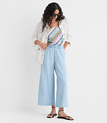 Tall Breezy Wide Leg Crop Pants in Chambray carousel Product Image 1