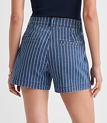 Petite Palmer Denim Shorts in Red Stripe carousel Product Image 3