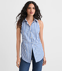 Poplin Cutout Tie Back Halter Top carousel Product Image 2