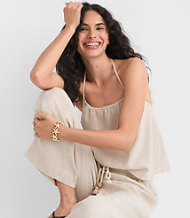 LOFT Beach Rope Tie Linen Cotton Halter Top carousel Product Image 3