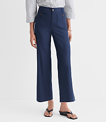 Curvy Palmer Wide Leg Crop Pants in Cotton Linen carousel Product Image 1