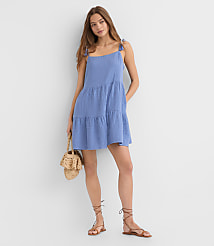Petite LOFT Beach Tie Strap Triple Cloth Mini Pocket Dress carousel Product Image 1