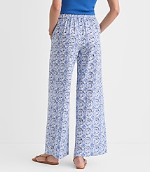 Pull On Wide Leg Pants in Mosaic Linen Cotton carousel Product Image 2
