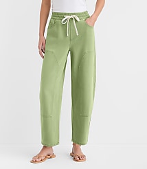 Rivete Utility High Rise Barrel Jeans in Shale Green carousel Product Image 2